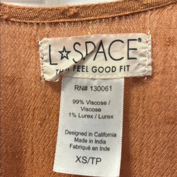 L Space  Rust Orange Tie-Front Dress size XS - Picture 3 of 4
